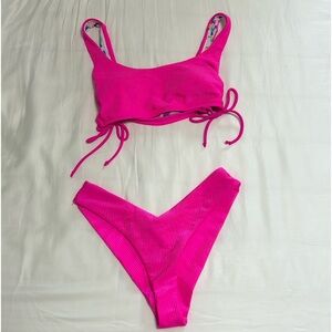 hot pink ribbed bikini